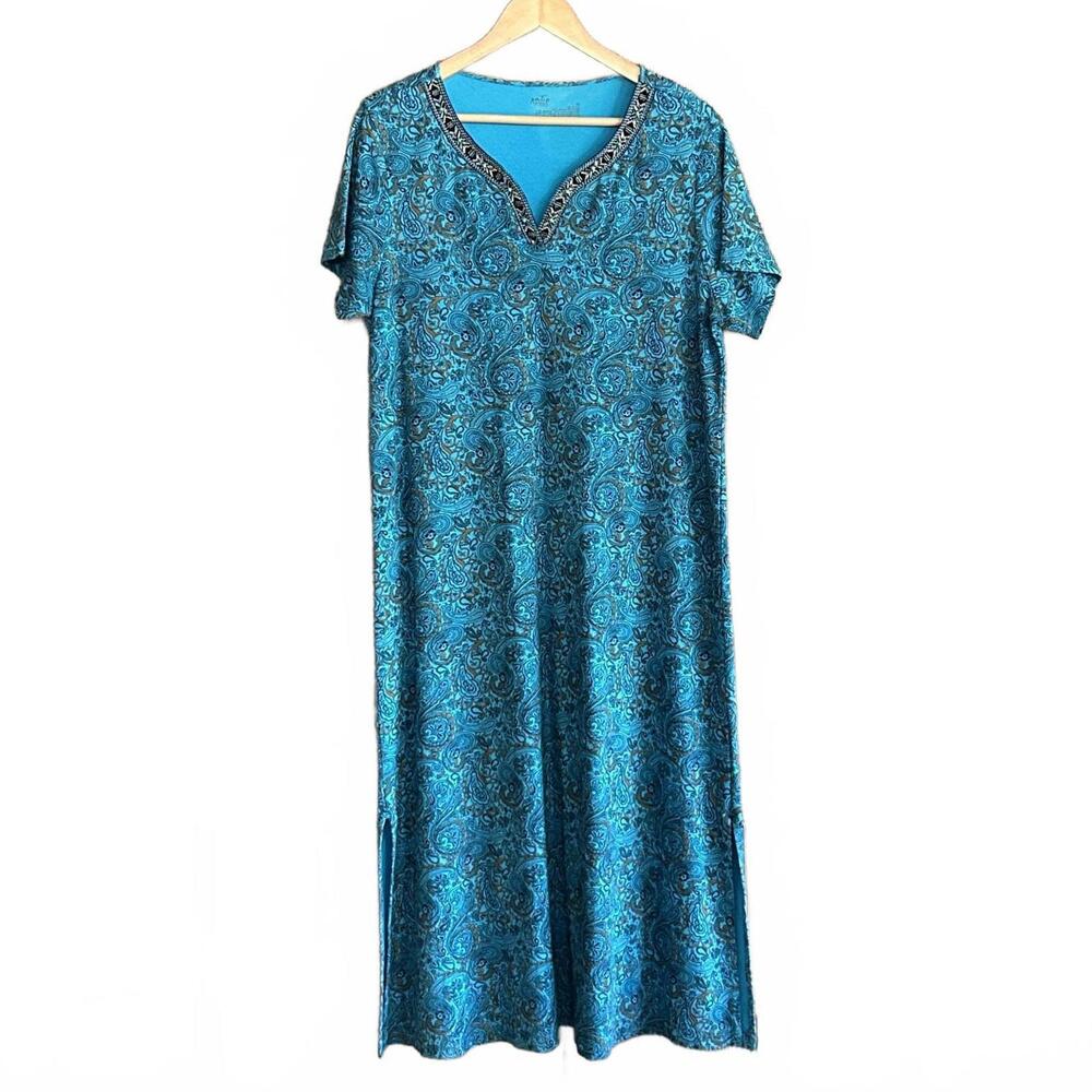 Patio Casuals Women's Casual Maxi Dress Blue Paisley Size Medium